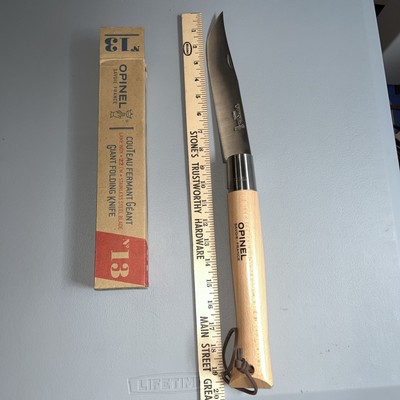 Opinel No.13 Stainless Steel Folding Knife with Beechwood Handle Made In France