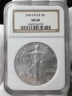 2002-P $1 American Eagle 1 oz Silver NGC MS69 Coin