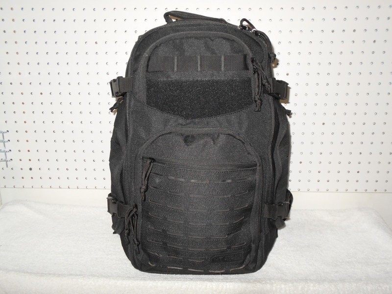 HIGHLAND TACTICAL ROGER LASER-CUT MOLLE WEBBING BLACK BACKPACK                B2