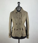 MOSCHINO CHEAP AND CHIC Wool Herringbone Brown Double Breasted Peacoat Size US 8