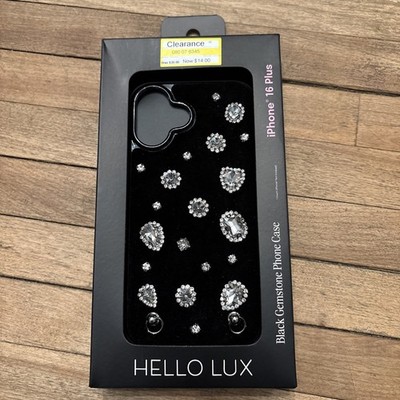 New Hello Lux iPhone 16 Plus Black Gemstone Phone Case