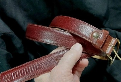 GP&MAX Italian Leather Belt Mod. 4001 BROWN 43.5''Long~115cm~about 42 ,vera Pella