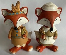 Thanksgiving Fox Indian And Pilgrim Resin 5  ...