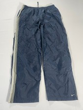 Vintage Nike Y2K Track Pants Mens 2XL Swoosh Baggy Wide Leg Lined Navy Gray
