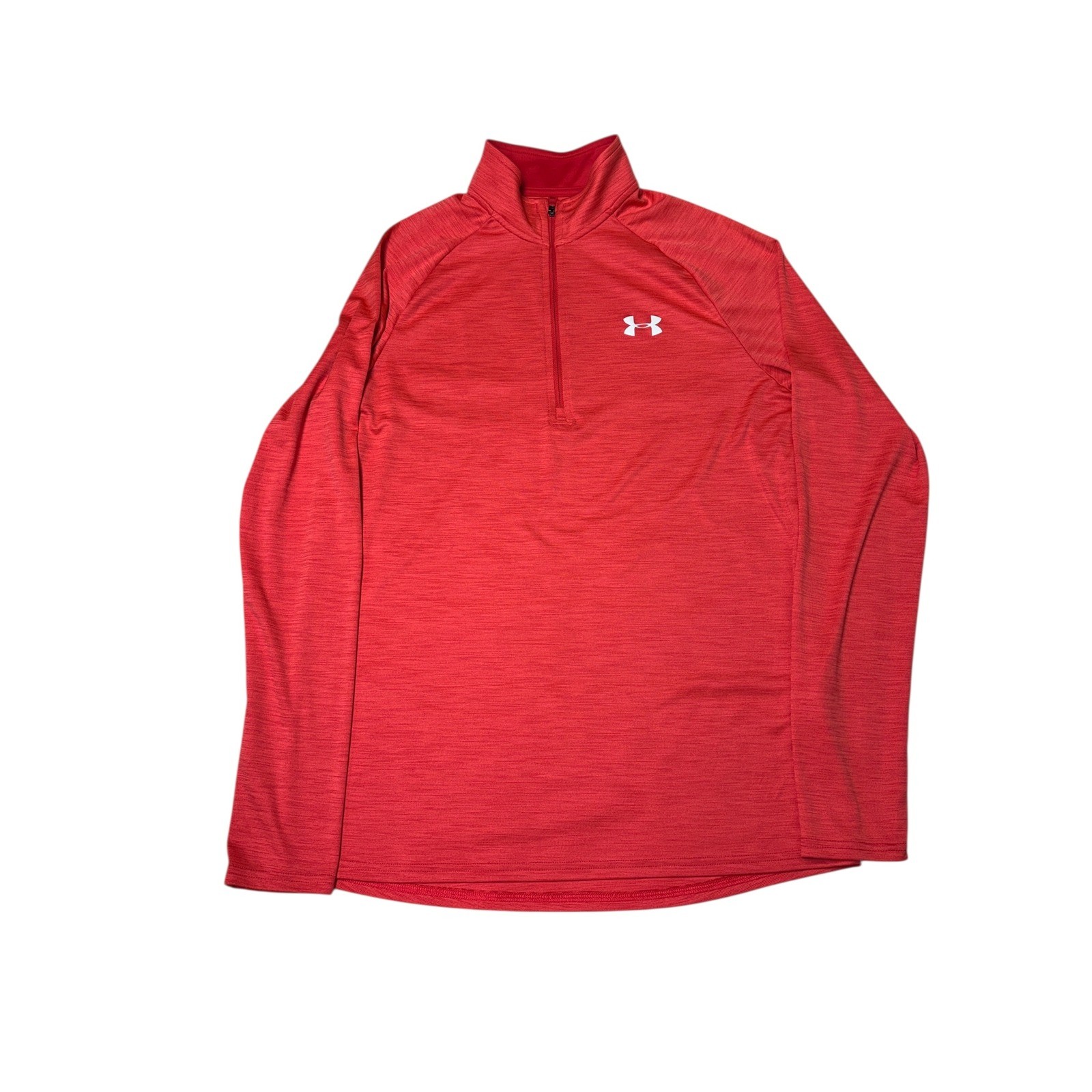 Under Armour Red Heathered Quarter Zip Pullover Sweatshirt Men’s Medium Loose