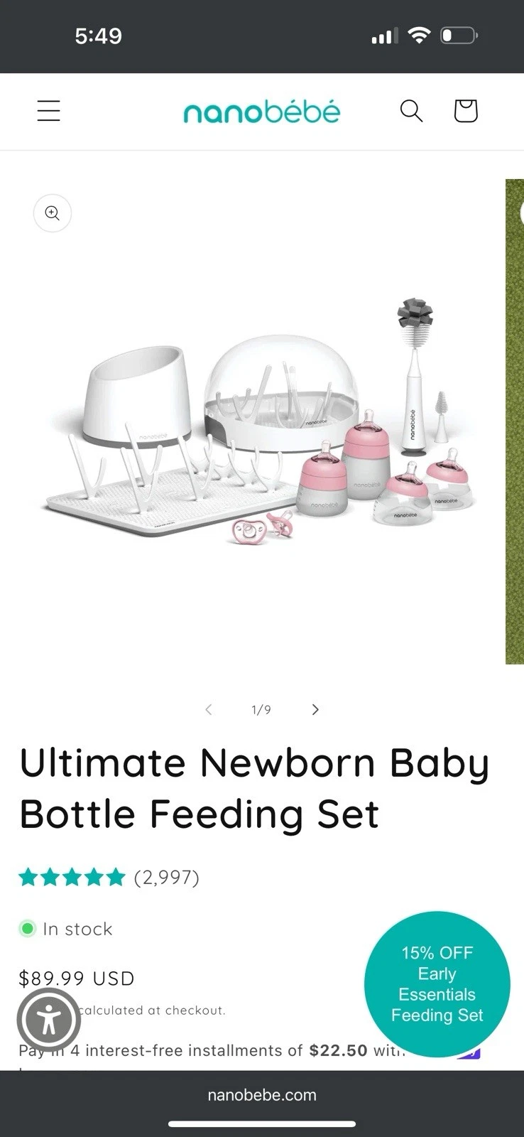NEW!Nanobebe Newborn Feeding Bottle Starter Kit for Breast Milk Teal (Open Box)