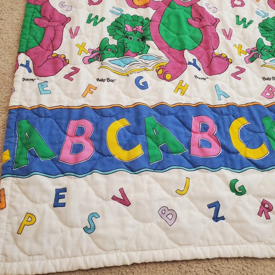 Vintage Barney ABC Baby Bop Blanket the Bibb Company USA Toddler Bed Crib Quilt - Image 4 of 4