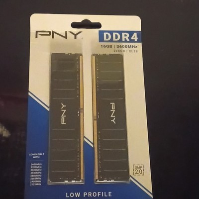PNY DDR4 16GB (2x8GB) 3600MHz DIMM Low Profile XMP 2.0 Desktop Memory