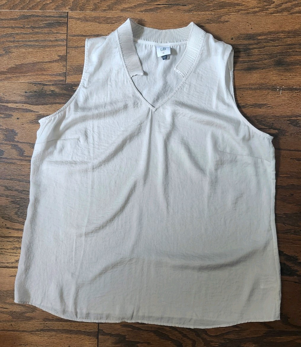Cabi 4177 Snapshot Top, Silver White Size XL New