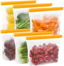 Reusable Food Storage Bags Stand Up Freezer Safe Dishwasher Safe Leakproof PEVA