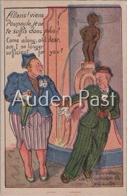 Vintage Manneken Pis Brüssel Comic Postkarte Humorvoll Souvenir Belgien