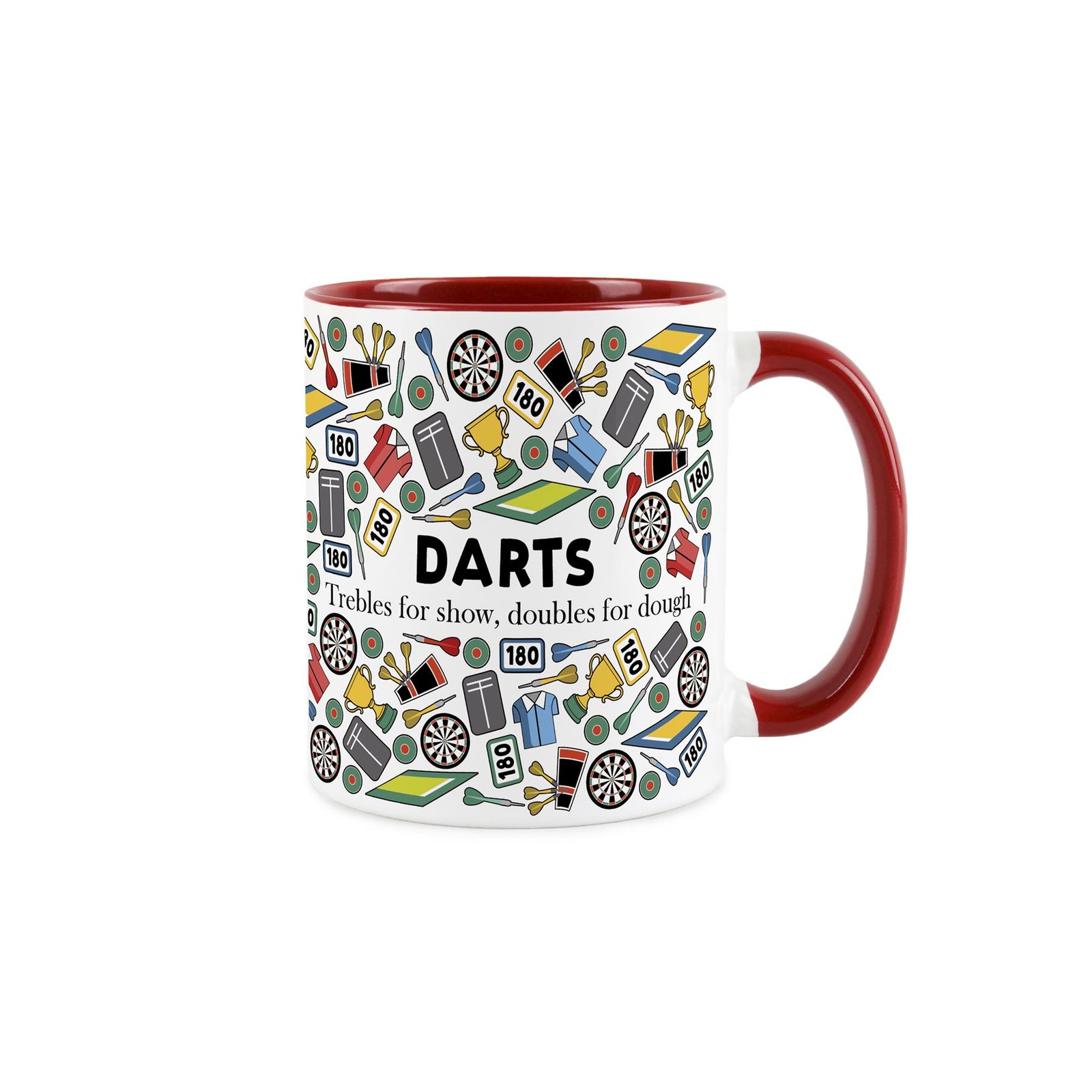 Novelty Darts Mug - Red Ceramic Cup Sports Gift for Darts Players