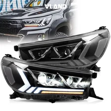 VLAND LED Projector Headlights For Toyota Hilux /Vigo 2015-2020 w/Animation