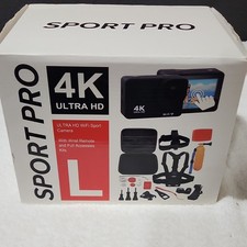 Sport Pro 4K Wi-Fi Waterproof Touch Screen Action Camera Black w/ Accessories