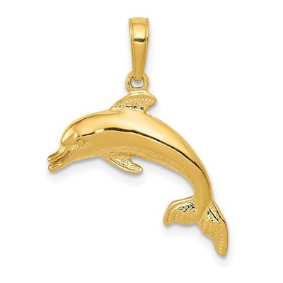 10k Gelbgold Delfin Schwimmen Anhänger