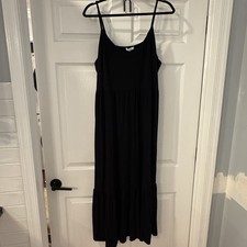 Nuco Black Spaghetti Strap Maxi Dress Size 2XL Flowy Casual Beach Vacation