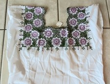 NWOT Wms Traditional Mexican Dress Handmade W/ Floral Embroidery Peasant Boho M