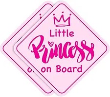 Little Princess on Board Stickers Non-Magnetic - Removable, Paint-Safe Signs f