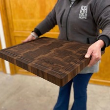 Walnut End Grain Cutting Board for Kitchen, Thick Charcuterie Chopping Block