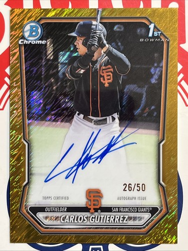 2026 Bowman Chrome Carlos Gutierrez #CPA-CGU Gold Shimmer Auto /50 Giants AU RC