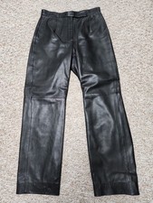 Womens Black Genuine Leather Pants High Rise 4 Jacqueline Ferrar VTG 26x28