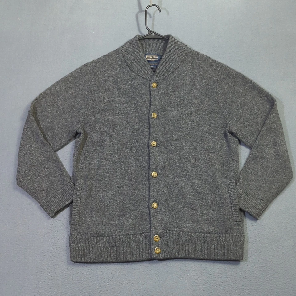 Pendleton Sweater Men's L Gray Shetland Collection Cardigan Washable Wool - Image 2 of 4