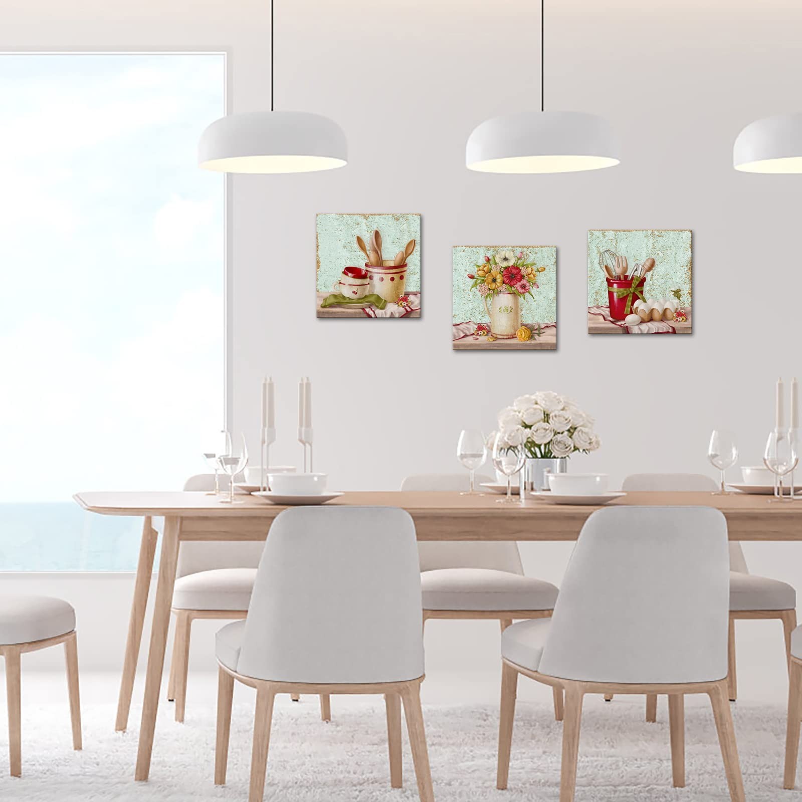 KREATIVE ARTS 3 Piece Kitchen Wall Art Set Fork Spoon Poster Painting on Canv...