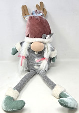 Gnome For The Holidays Christmas Plush Grey Pink White Weighted New W/ Tags