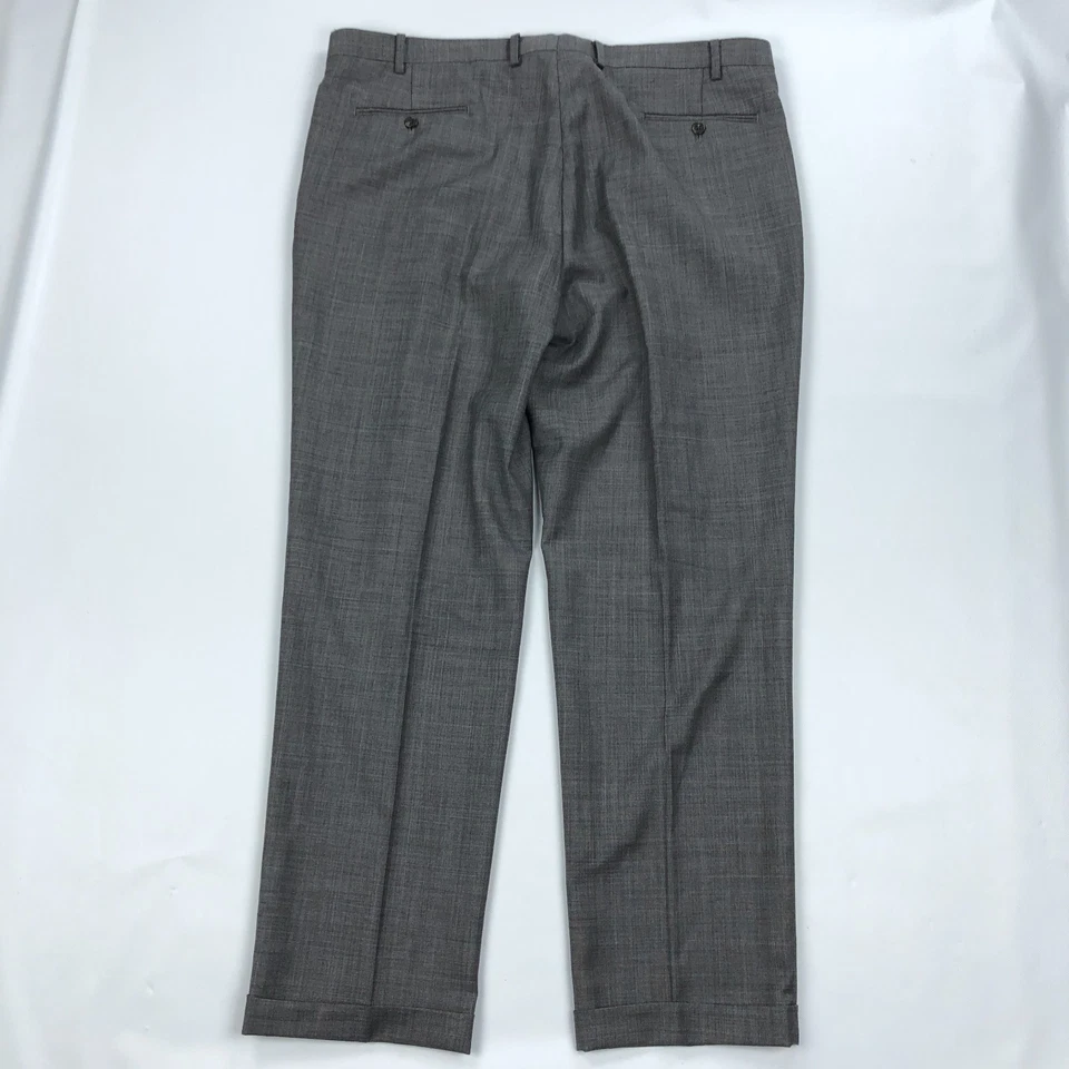Chaps Pantalones 42x32 Lana Cintura Alta Doble Plisado Pantalón Gris Foto 3 de 4
