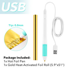 USB Powered Hot Foil Pen Set 0.8Mm Heat Active Pen for Paper Leather Convertible