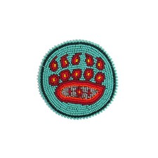 Handmade Beaded Rosette Medallion Patch Applique Native American