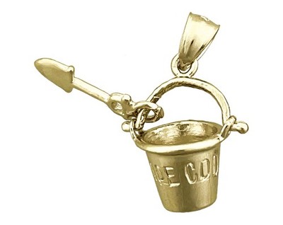 14K massives Gold 3D Cape Dorsch Eimer und Schaufel Charm