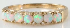 CLASSIC ENGLISH 9CT YELLOW GOLD  FIERY OPAL HALF ETERNITY RING Free resize