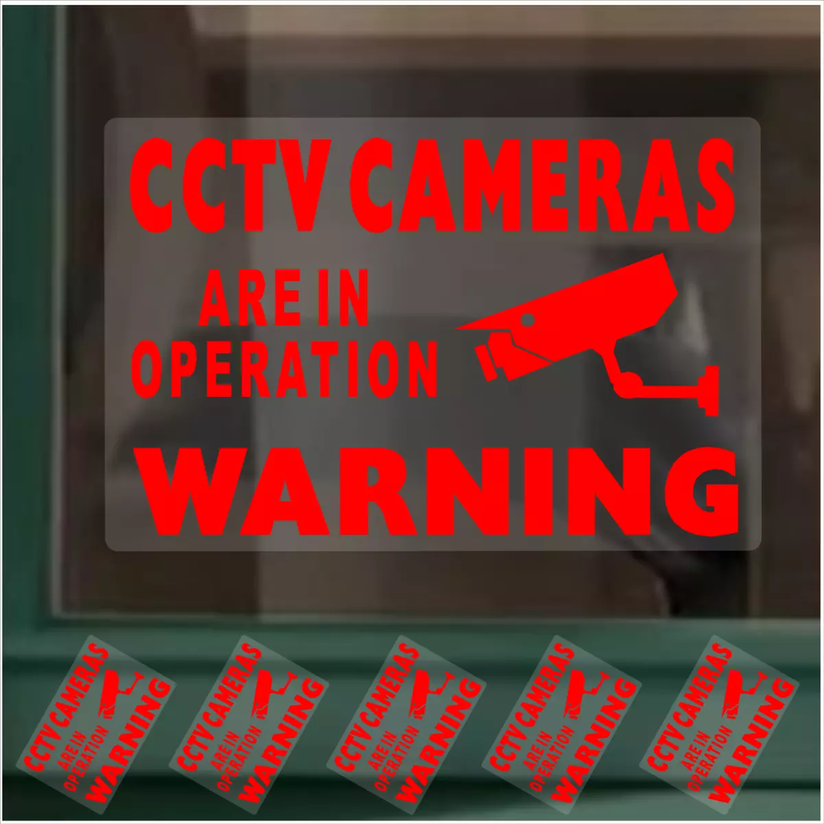 5 x Stickers CCTV In Operation Internal Warning Security Camera Safety RED 90x60