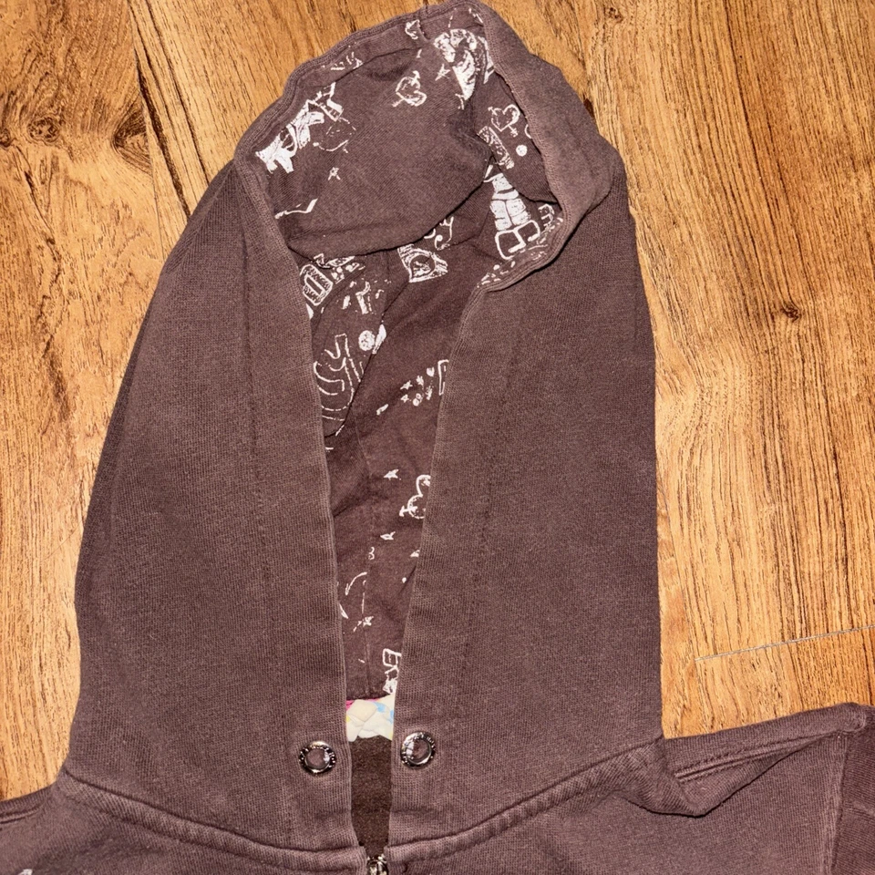 Chaqueta con Capucha Roxy Niñas Cremallera Completa Talla Juvenil Mediana Marrón De Colección Y2K Foto 3 de 4
