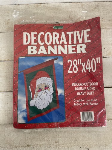 Vintage Seasons Double Sided Santa Claus Banner 28”x40” NIP Fast Shipping