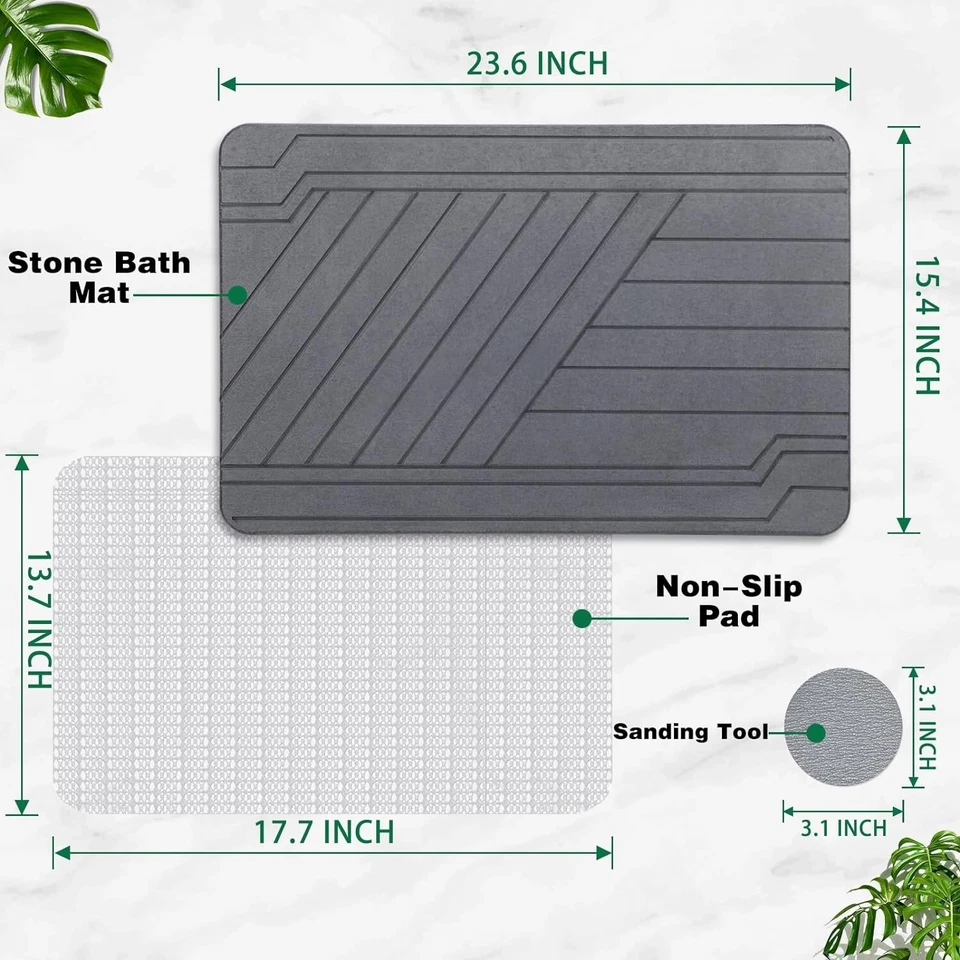 Stone Bath Mat Diatomaceous Earth Shower Mat, Non Slip Super Absorbent Quick Dry - Image 2 of 4