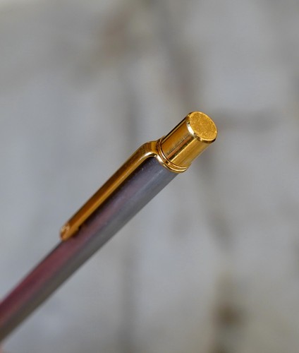 MAGNIFIQUE STYLO BILLE CARTIER MUST EN METAL BROSSE & PL. OR 18 CARATS - Picture 13 of 14