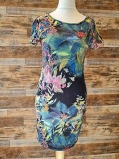 Boohoo Women's Multi-Colour Tropical Print Short Sleeve Bodycon Dress UK 12