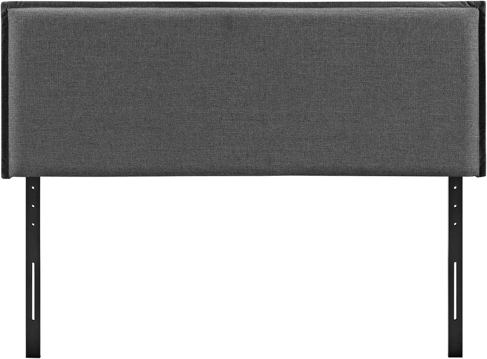 Camille Linen Fabric Upholstered Queen Headboard in Gray with French