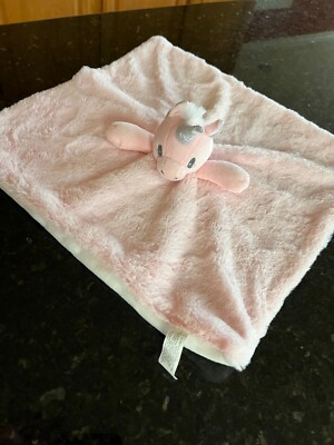 Trend Lab Pink White Shimmer Unicorn Security Blanket Lovey Plush Baby Girl