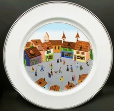 Villeroy & Boch Naif Dinner Plate Old Village Square Laplau #4 Bright 10.5"