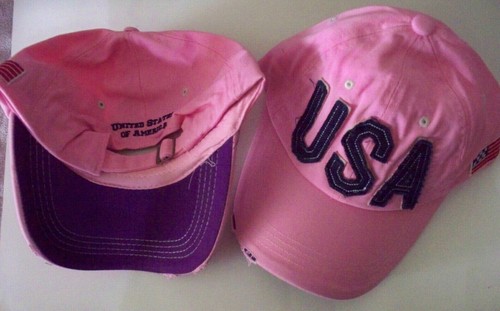 Rosa con Azul Marino EE. UU. Distress Gorra de Béisbol SOMBRERO MUJER JUNIOR UNISEX HOMBRES NIÑOS ADULTOS - Imagen 2 de 9