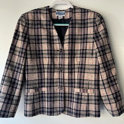 Pendleton Women's Plus Size Plaid Blazer Jacket Coat Wool Jacket, Sz 16