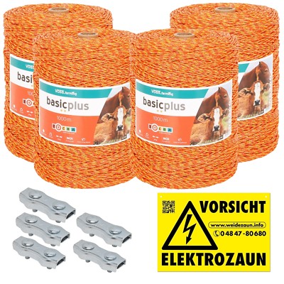 Weidezaunlitze 4000m Elektrolitze Weidezaun Litze Zaun Elektrozaun Set Verbinder