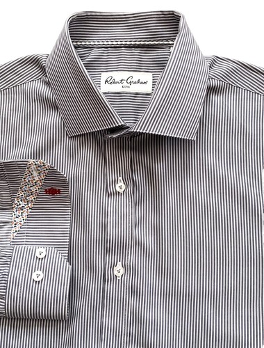 Chemise Homme ROBERT GRAHAM Gris - Imprimé Floral Ton Sur Ton - Taille M - Coton - Occasion Très Bon état