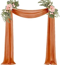 Terracotta Wedding Arch Draping Fabric 29" X 20FT Chiffon Tulle Fabric Sheer ...