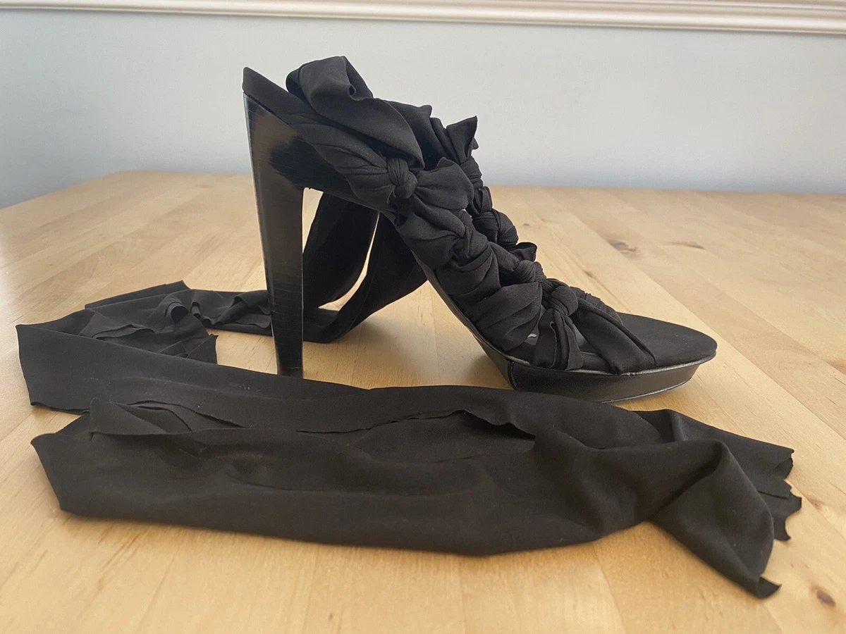 BCBGmaxazria Black Ma Hall Shoes Strap Acetate Jersey 36.5 6.5