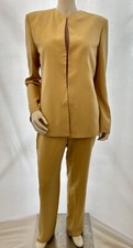 Vintage Gianni Versace Tan Silk Pant Suit Jacket Blazer Set Red Lining NWT 10 46