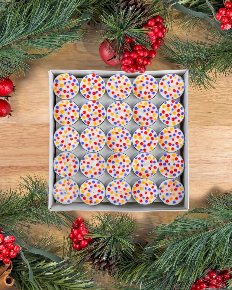 Vela de luz de té pintada a mano hecha a mano regalo paquete a granel cera de abejas candelabro sin perfume Foto 3 de 4